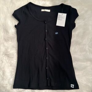 Girls A&F 13/14-button-through rib tee